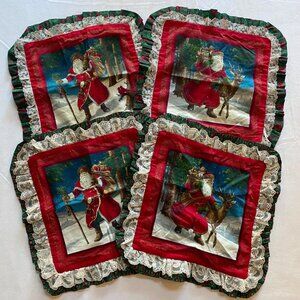 Christmas Pillow Slips Shams Holiday Decoration Xmas Decor 1990s Santa Claus